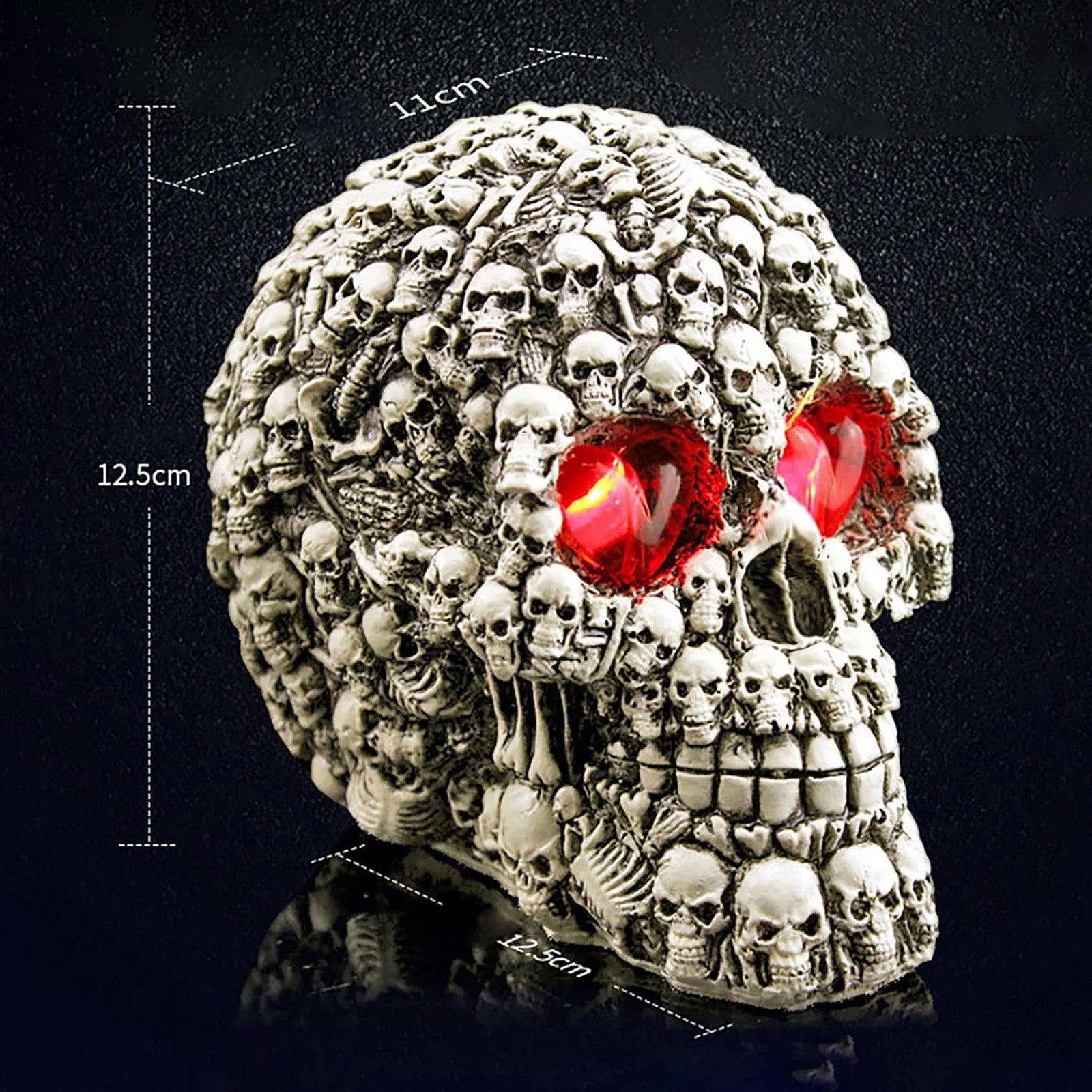 Glowing Skull Heads for Halloween Decoration Outdoor Indoor Clearance,Life Size Human Skull Sculpture with LED Light up Glowing Eyes,Resin Skull Head Halloween Ornaments Props Dress Up
