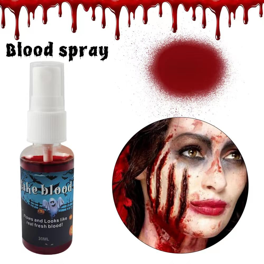 Halloween SFX Makeup Kit - Special Effects Set Include Wax, Sponges, Fake Blood, Teeth, Brushes - Vampire Cosplay