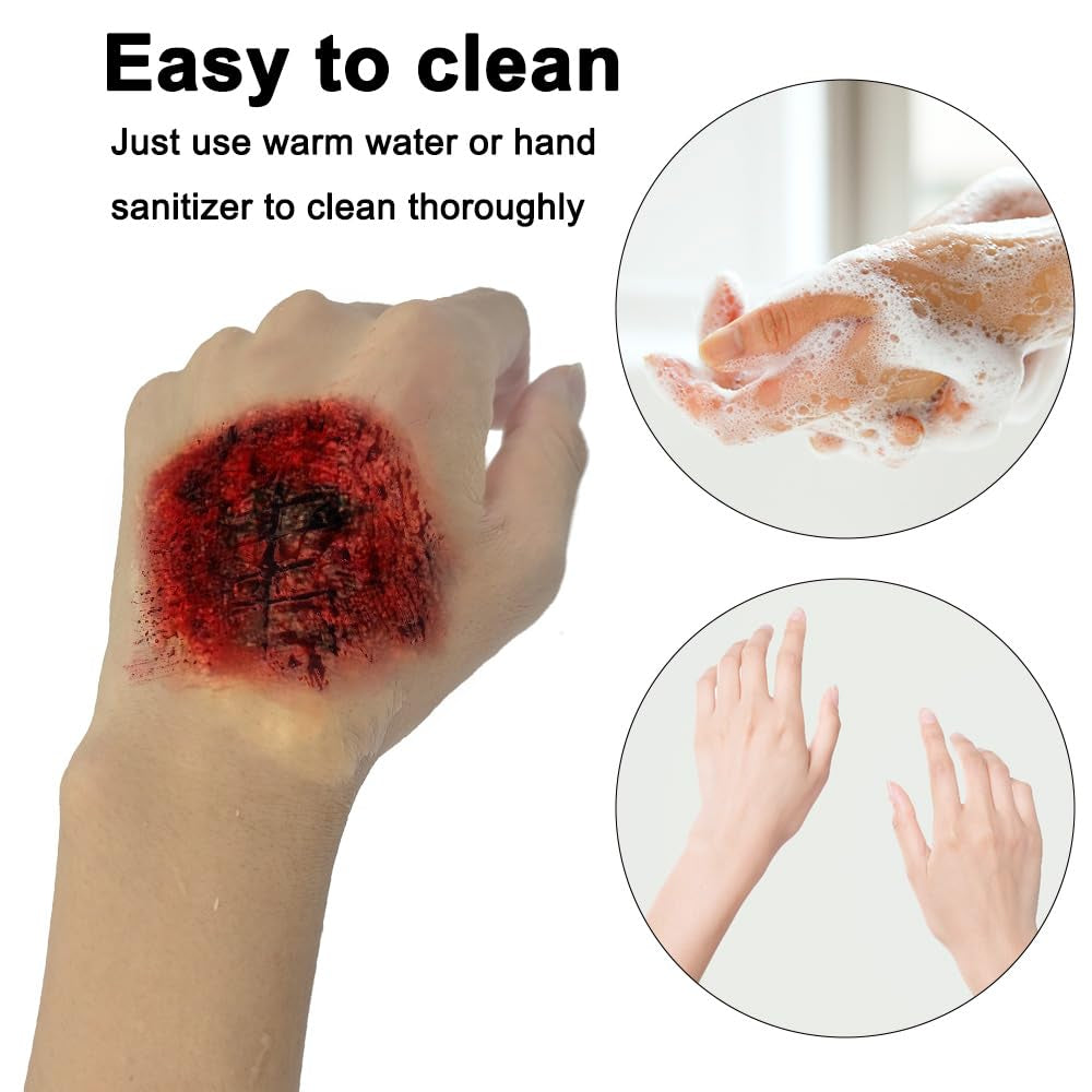 Halloween SFX Makeup Kit - Special Effects Set Include Wax, Sponges, Fake Blood, Teeth, Brushes - Vampire Cosplay