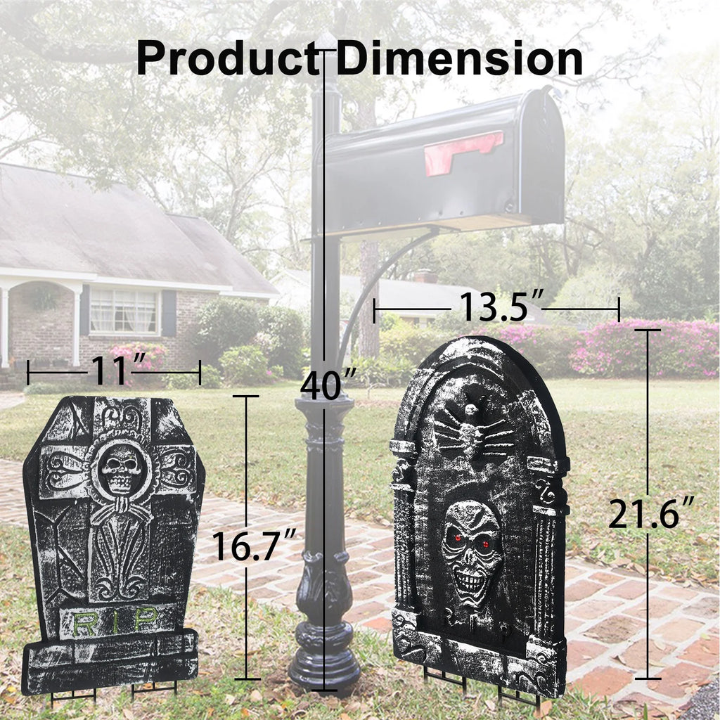 Halloween Foam RIP Graveyard Tombstones, 7Pack(3 X L-Size + 4 X Xl-Size) Foam Tombstone for Halloween Party Outdoor Decorations