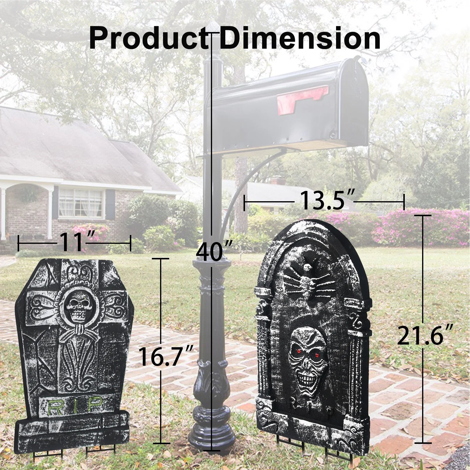 Halloween Foam RIP Graveyard Tombstones, 7Pack(3 X L-Size + 4 X Xl-Size) Foam Tombstone for Halloween Party Outdoor Decorations
