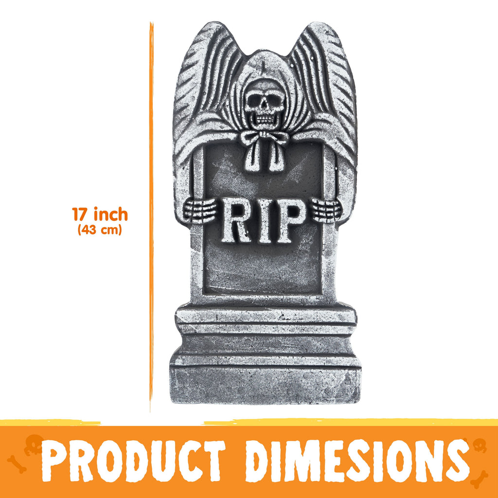 5 Pcs 17 ” Halloween Foam RIP Graveyard Tombstones with 12 Metal Stakes,Halloween Outdoor Decorations for Cemetery,Yard,Lawn Party Decorations