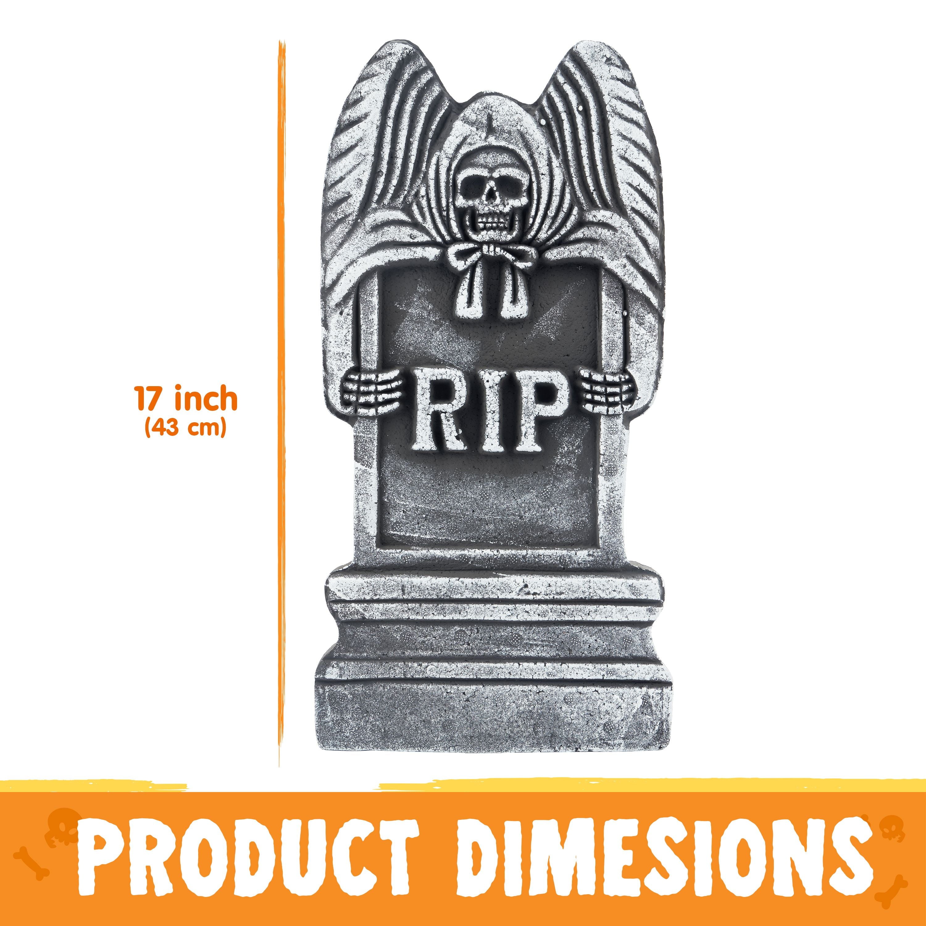5 Pcs 17 ” Halloween Foam RIP Graveyard Tombstones with 12 Metal Stakes,Halloween Outdoor Decorations for Cemetery,Yard,Lawn Party Decorations