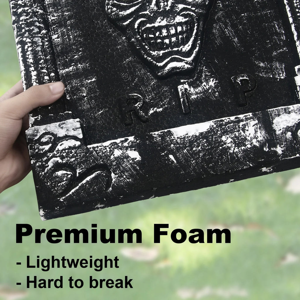 Halloween Foam RIP Graveyard Tombstones, 7Pack(3 X L-Size + 4 X Xl-Size) Foam Tombstone for Halloween Party Outdoor Decorations