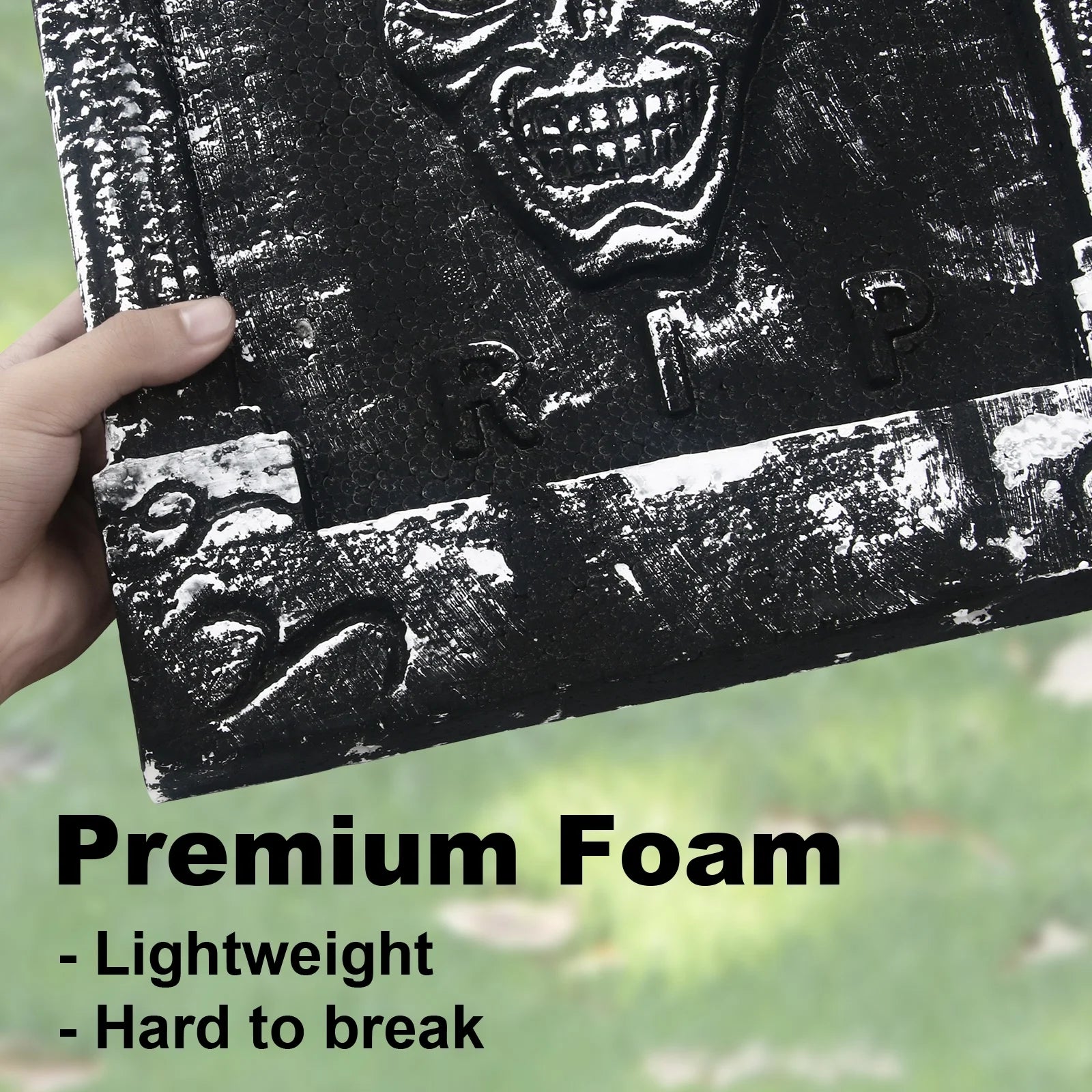 Halloween Foam RIP Graveyard Tombstones, 7Pack(3 X L-Size + 4 X Xl-Size) Foam Tombstone for Halloween Party Outdoor Decorations
