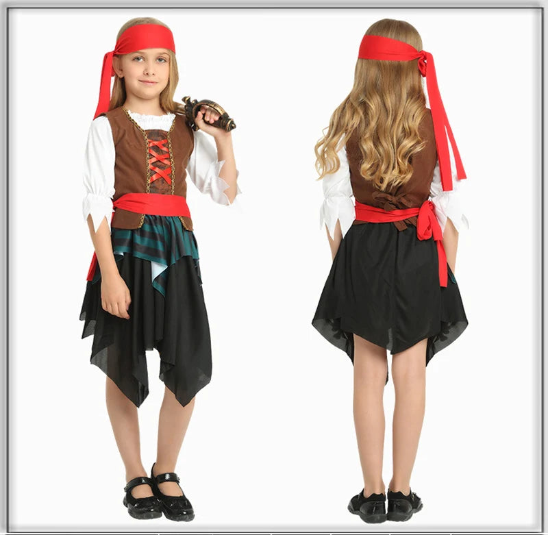 Adult Pirate Costume for Boys Girls Women Men Halloween Party Cosplay Pirate Sea Rover Clothes Clothing