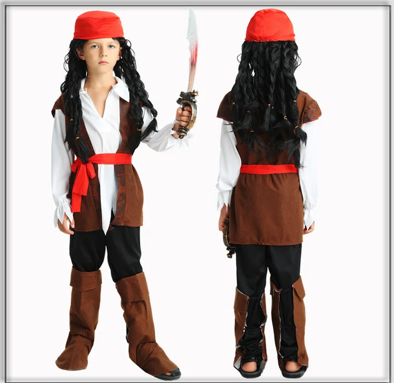 Adult Pirate Costume for Boys Girls Women Men Halloween Party Cosplay Pirate Sea Rover Clothes Clothing