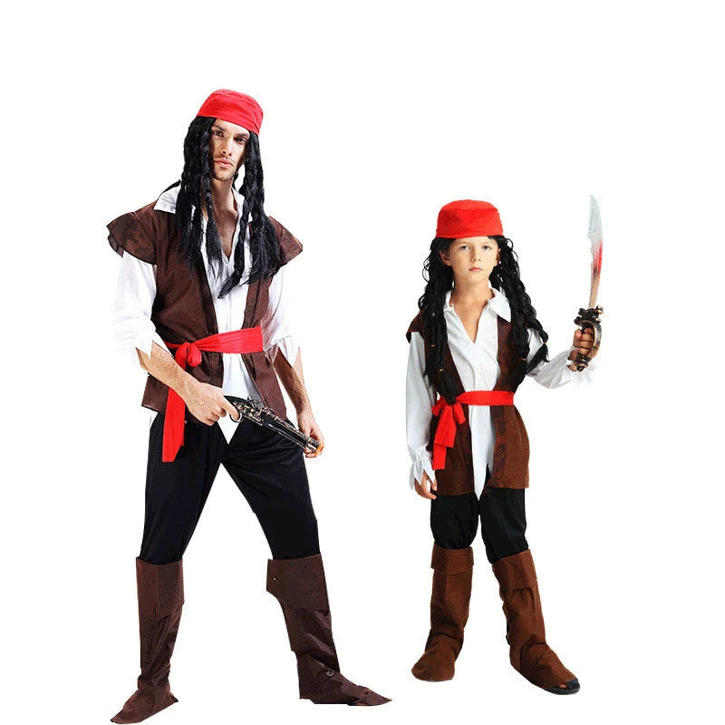 Adult Pirate Costume for Boys Girls Women Men Halloween Party Cosplay Pirate Sea Rover Clothes Clothing