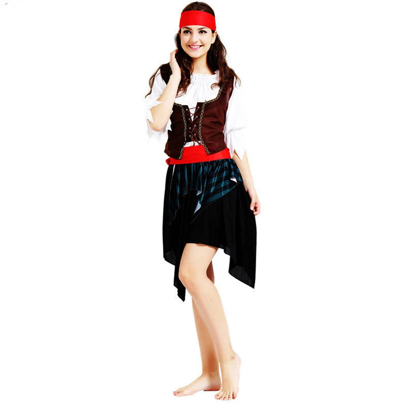 Adult Pirate Costume for Boys Girls Women Men Halloween Party Cosplay Pirate Sea Rover Clothes Clothing