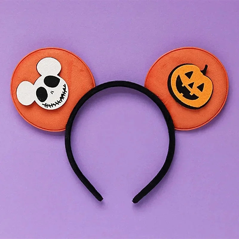 Disney Witch Bat Skeleton Ear Headband for Adults Kids Cosplay Halloween Hairband Women Girls Ghost Bows Party Hair Accessories