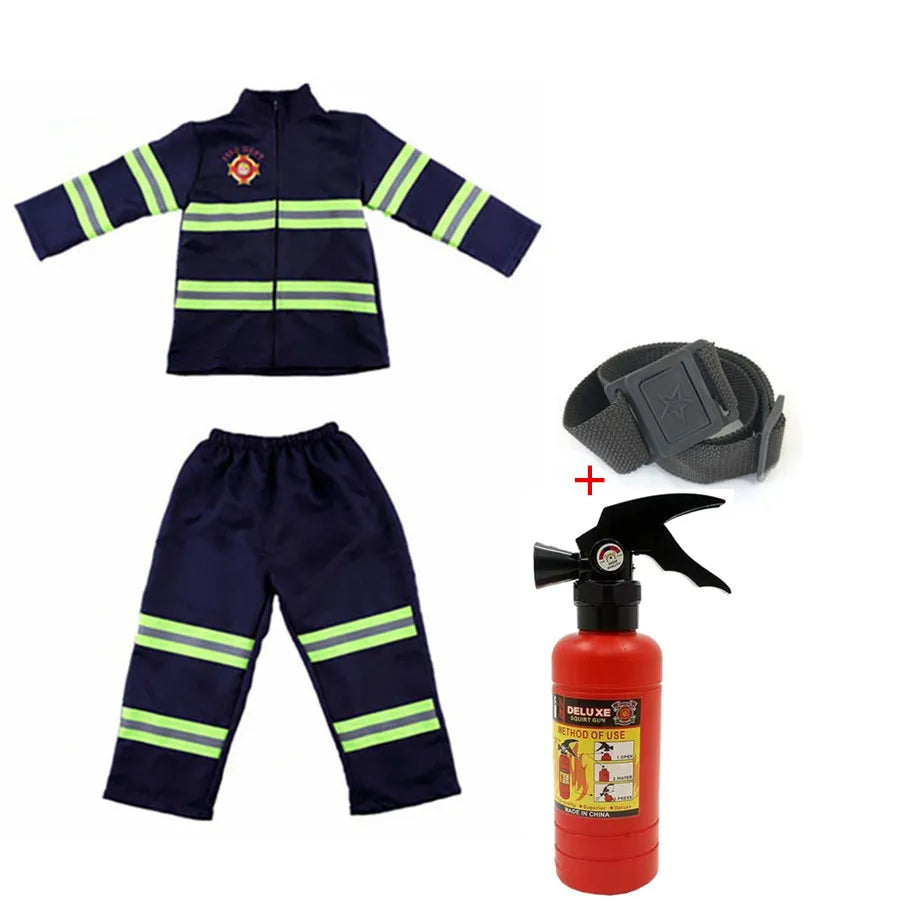 Halloween Firefighter Cosplay Costume for Kids Adults Boys Girls Carnival Party S-Sam Fireman Uniform Toys Outfits Work Clothing