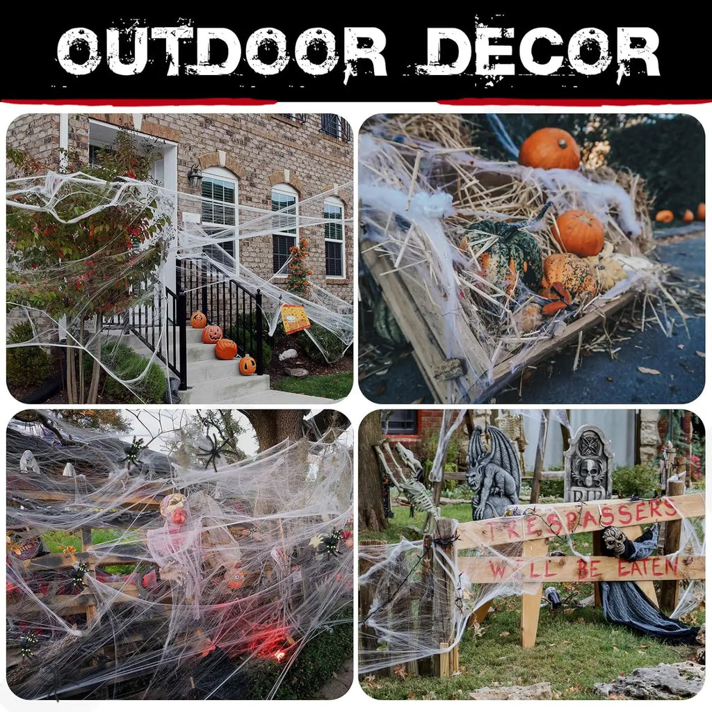 200 Sqft Spider Webs Halloween Decorations with Fake Spiders, Super Stretch Cobwebs for Halloween Indoor and Outdoor Party