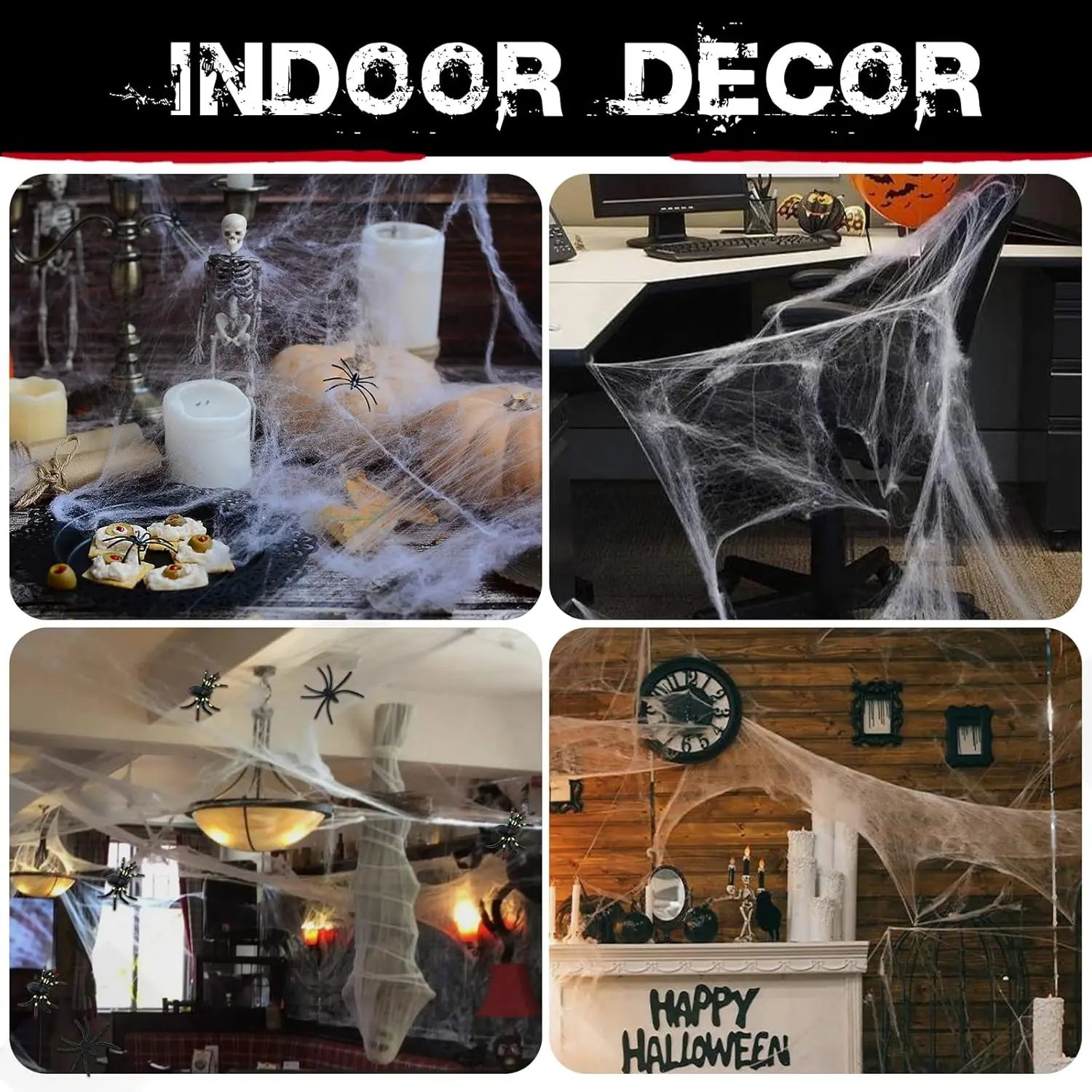 200 Sqft Spider Webs Halloween Decorations with Fake Spiders, Super Stretch Cobwebs for Halloween Indoor and Outdoor Party