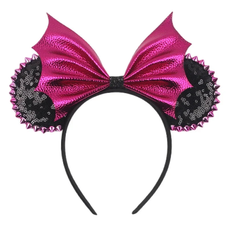 Disney Witch Bat Skeleton Ear Headband for Adults Kids Cosplay Halloween Hairband Women Girls Ghost Bows Party Hair Accessories