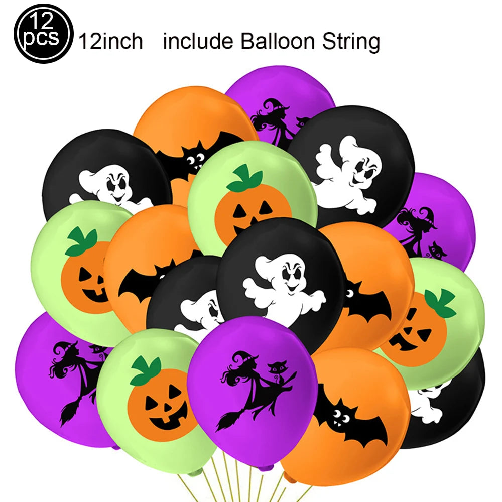 Halloween Balloons Halloween Theme Party Supplies 12 Inch Latex Balloons Pumpkin Spooky Witch Balloon Kids Birthday Party Decor