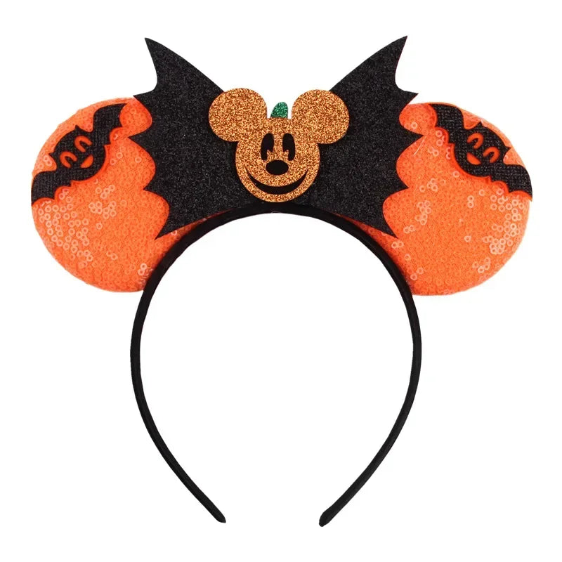 Disney Witch Bat Skeleton Ear Headband for Adults Kids Cosplay Halloween Hairband Women Girls Ghost Bows Party Hair Accessories