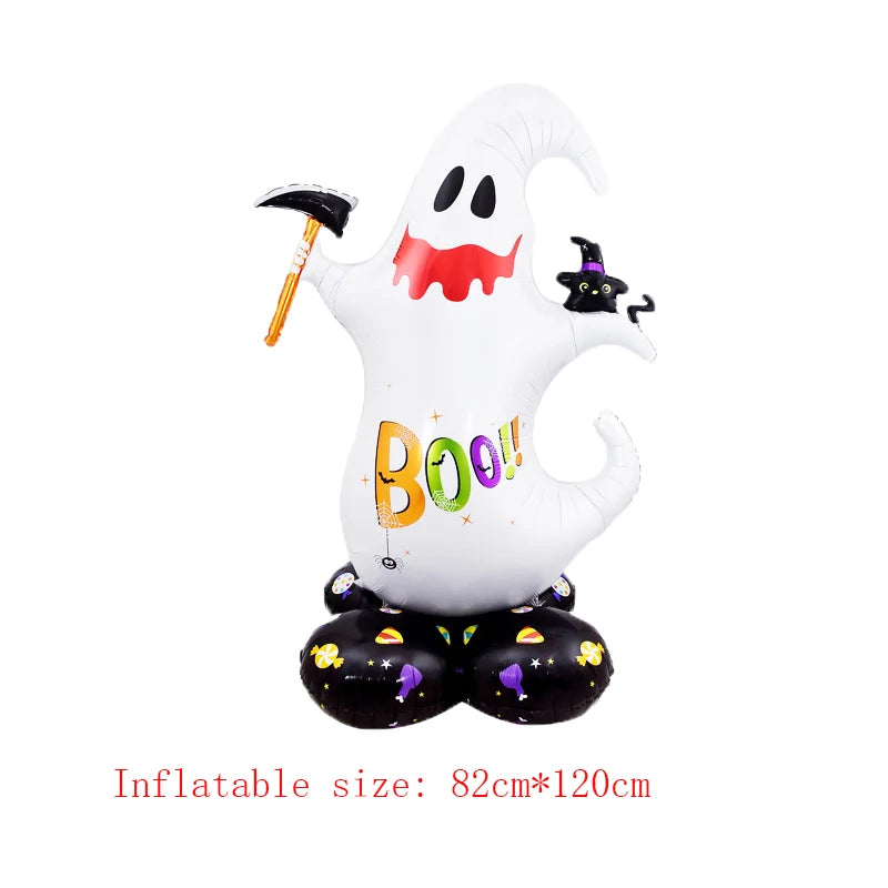 1Set Giant Stand Pedestal Halloween Foil Balloons Pumpkin Ghost Witch Balloon Ghost Tree Halloween Party Decorations