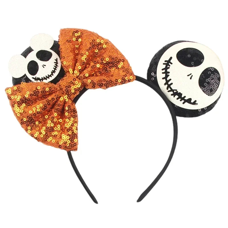 Disney Witch Bat Skeleton Ear Headband for Adults Kids Cosplay Halloween Hairband Women Girls Ghost Bows Party Hair Accessories