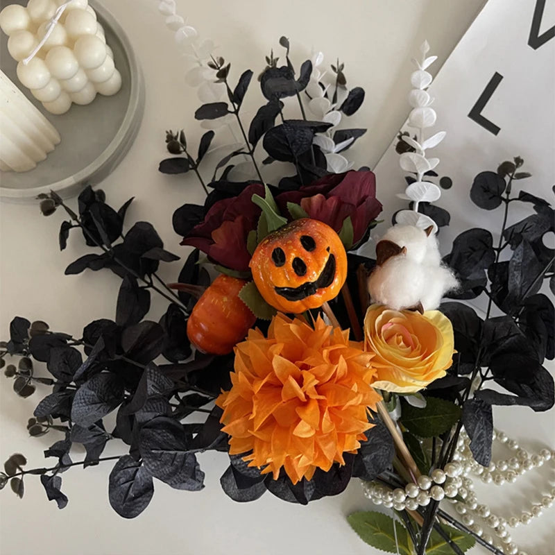 1/4PCS Black Uacale Artificial Plants DIY Christmas Halloween Bouquet Decoration Home Garden Party Wedding Decoration