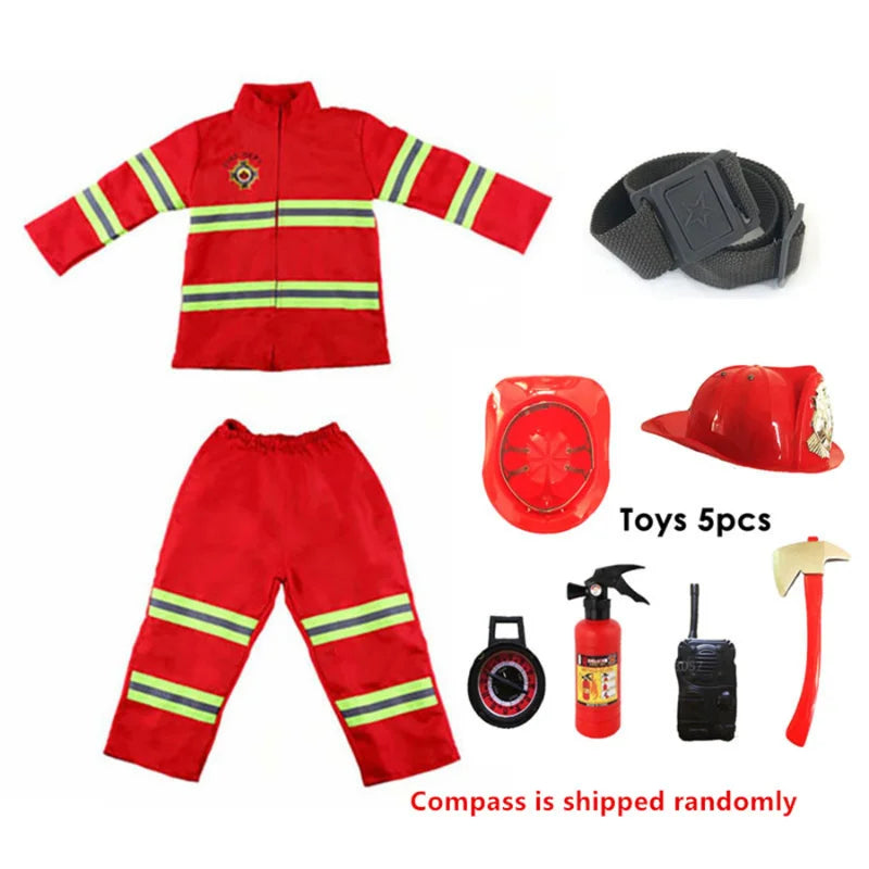 Halloween Firefighter Cosplay Costume for Kids Adults Boys Girls Carnival Party S-Sam Fireman Uniform Toys Outfits Work Clothing
