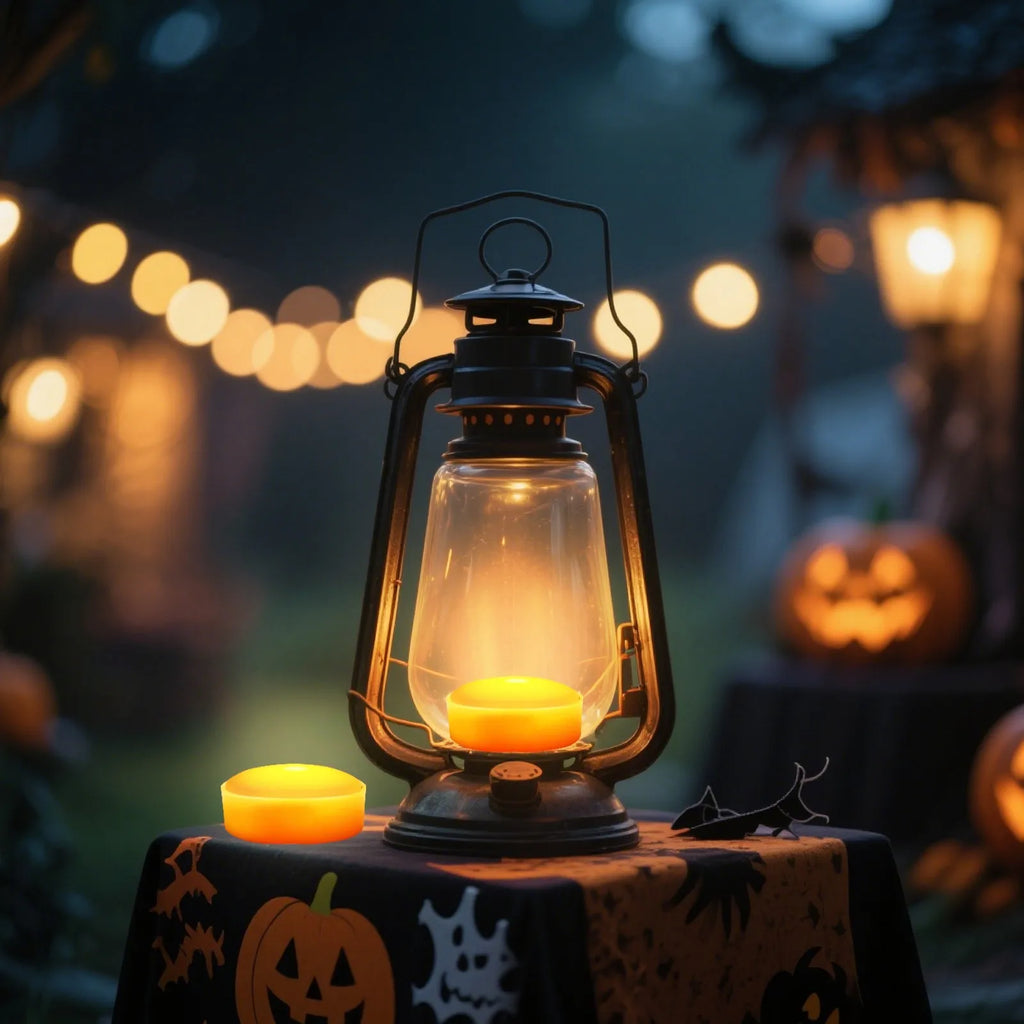 2 - Remote-Controlled LED Jack-O-Lantern Lights - Battery-Powered Pumpkin Decor with Timer for Indoor/Outdoor Halloween Ambiance