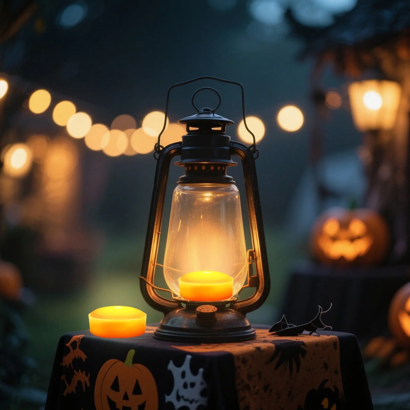 2 - Remote-Controlled LED Jack-O-Lantern Lights - Battery-Powered Pumpkin Decor with Timer for Indoor/Outdoor Halloween Ambiance