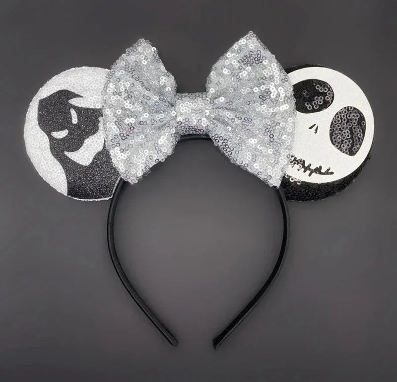 Disney Witch Bat Skeleton Ear Headband for Adults Kids Cosplay Halloween Hairband Women Girls Ghost Bows Party Hair Accessories