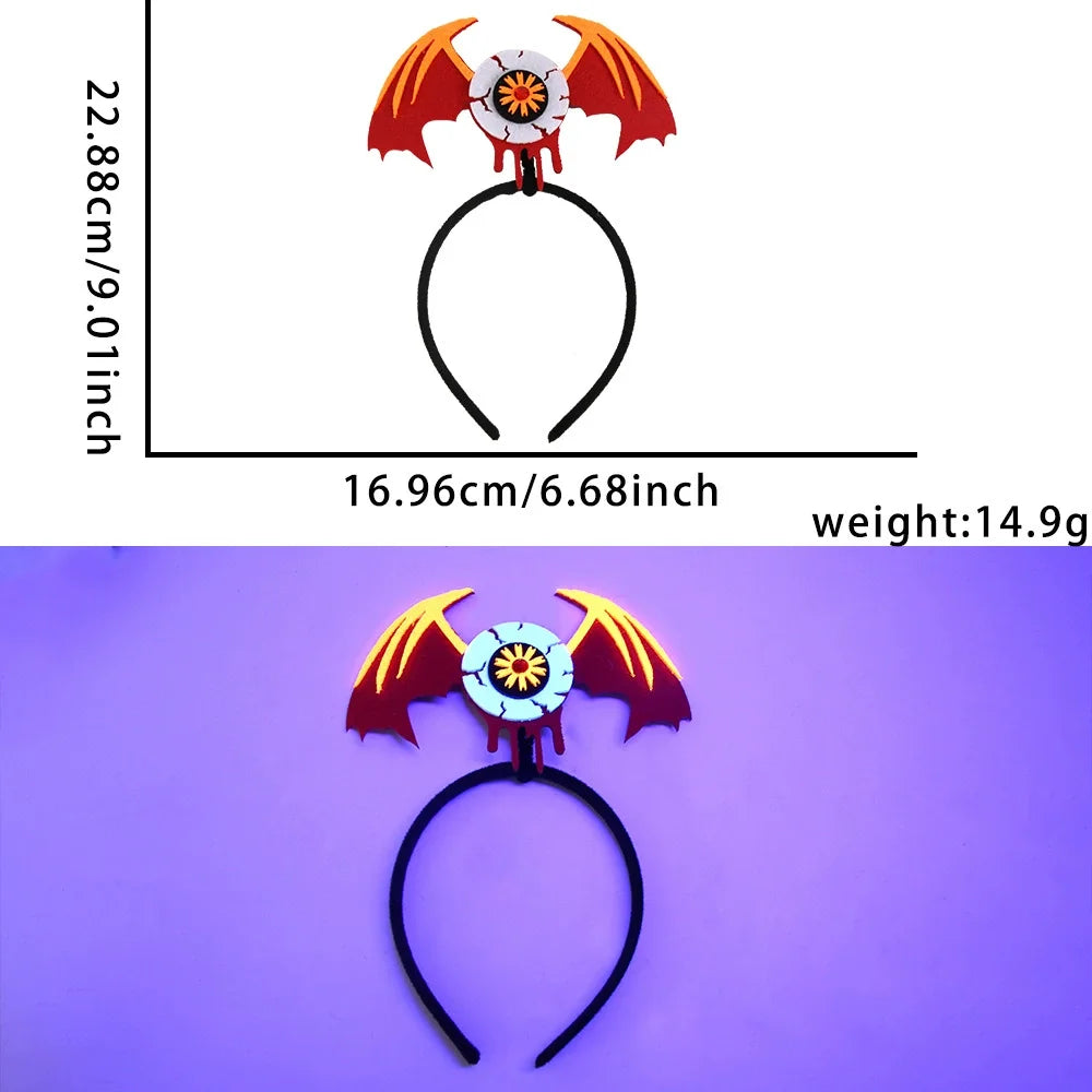 Fluorescent Halloween Headband Hair Hoop with Pumpkin Ghost Bat Spider Web Hair Band Party Decor Cosplay Props Hair Accessories