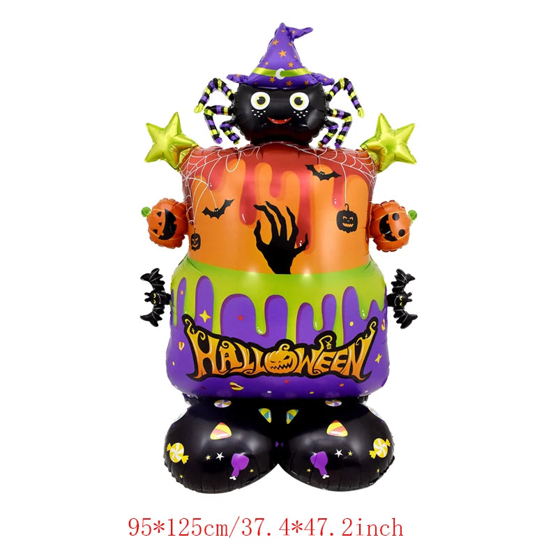 1Set Giant Stand Pedestal Halloween Foil Balloons Pumpkin Ghost Witch Balloon Ghost Tree Halloween Party Decorations