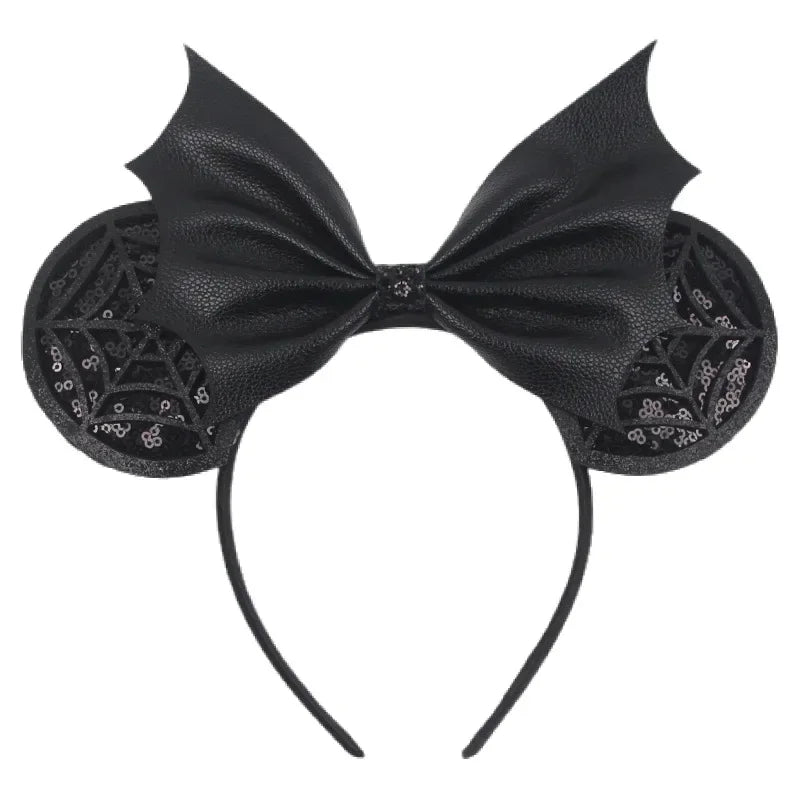 Disney Witch Bat Skeleton Ear Headband for Adults Kids Cosplay Halloween Hairband Women Girls Ghost Bows Party Hair Accessories