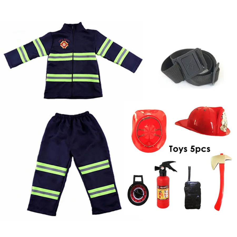 Halloween Firefighter Cosplay Costume for Kids Adults Boys Girls Carnival Party S-Sam Fireman Uniform Toys Outfits Work Clothing