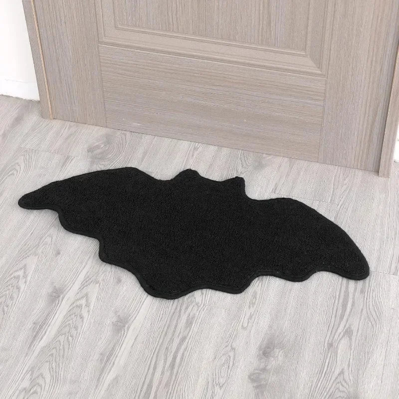 Halloween Shaped Decorative Rug Black Spider Web Ghost Gothic Bathroom Entryway Footrest Washable Dirty Resistant Carpet