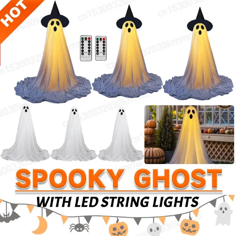 Ghost Spooky Halloween Decor Battery Light Home Ghost Front Porch Yard Courtyard Standing Halloween Horror Decoration