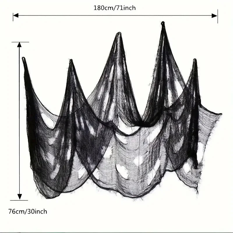 183X76Cm Halloween Gauze Decoration Super Size Creepy Cloth Halloween Decoration Portable Black White Roving Grid Party Supplies