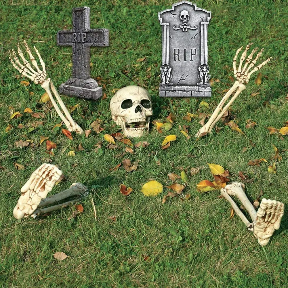 Halloween Decorations Home Decor Skeleton Head Outdoor Scary Props Realistic Skull & Hands Yard Prank Festivals Party Supplies