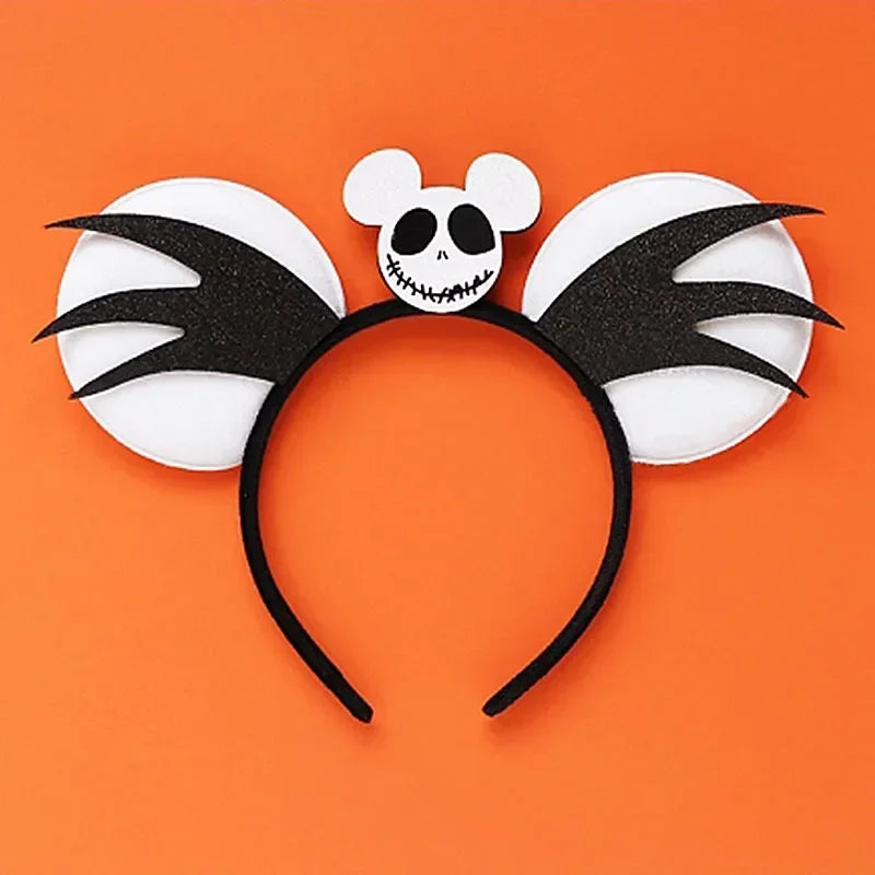 Disney Witch Bat Skeleton Ear Headband for Adults Kids Cosplay Halloween Hairband Women Girls Ghost Bows Party Hair Accessories