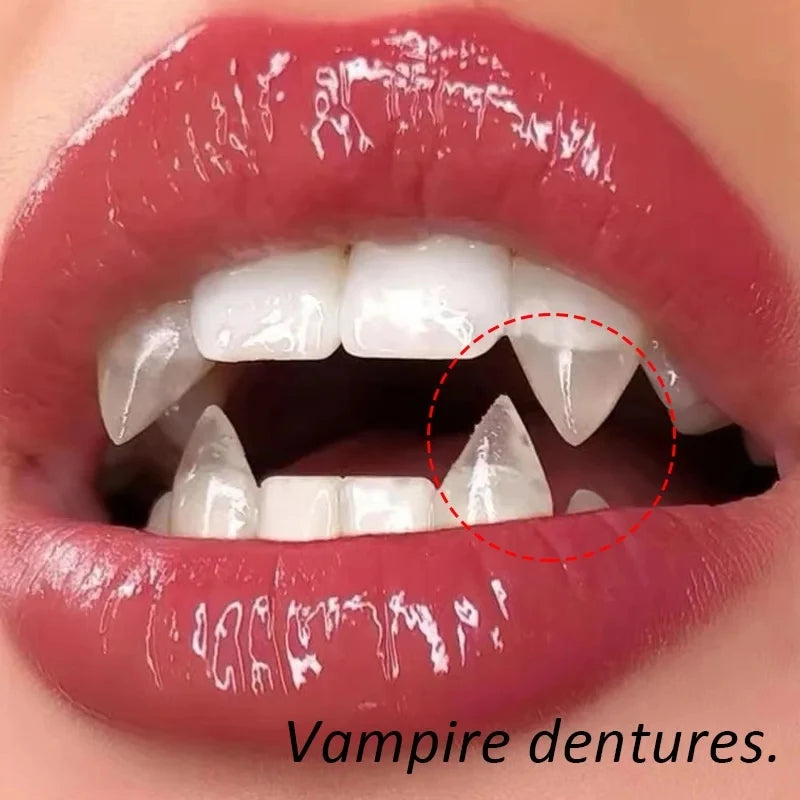 Vampire Teeth Fangs Dentures Props Halloween Costume Props False Teeth Solid Glue Denture Adhesive Halloween Party Decor