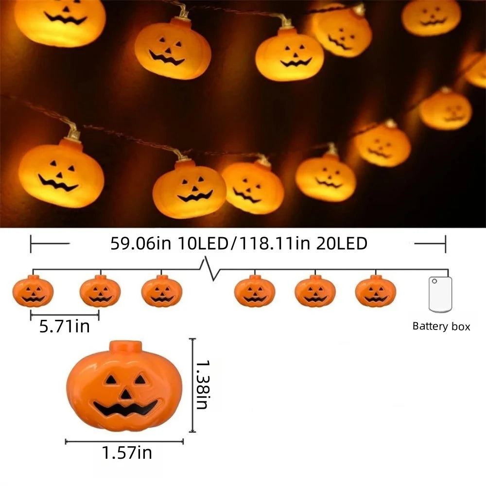 1PC1.5M10LED/3M20LED Halloween Pumpkin Lantern Battery Box Light String,Excluding Battery,Used for Party,Fall Autumn Decoration