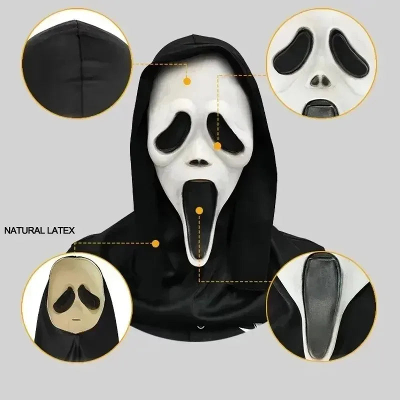 Scream Ghostface Mask Horror Latex Full Head Mask Movie Cosplay Ghostface Prank Costume Scary Props Hallowee Decoration Supplies