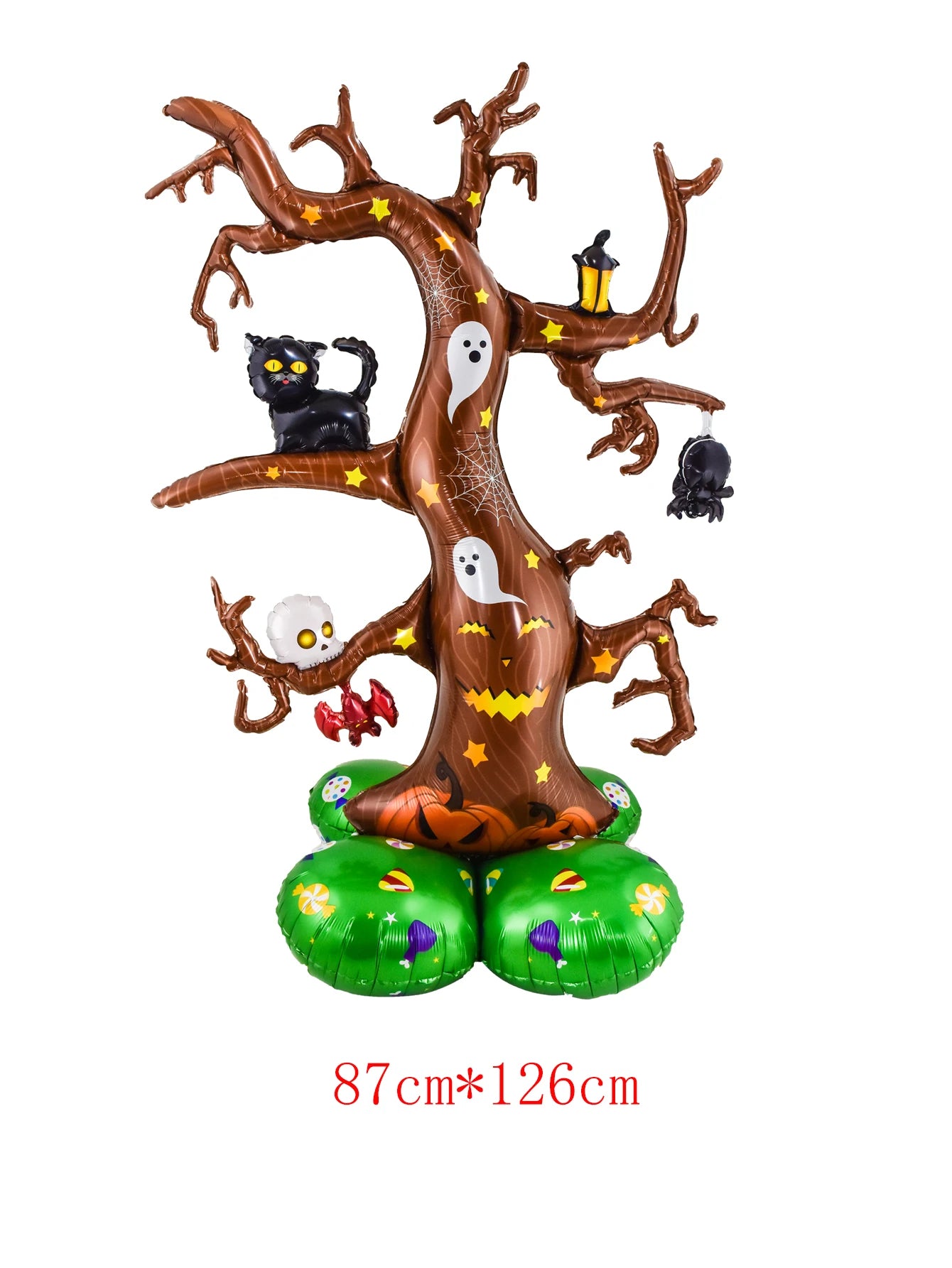1Set Giant Stand Pedestal Halloween Foil Balloons Pumpkin Ghost Witch Balloon Ghost Tree Halloween Party Decorations