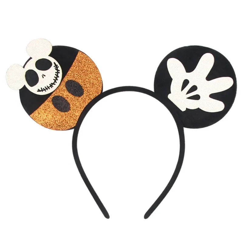 Disney Witch Bat Skeleton Ear Headband for Adults Kids Cosplay Halloween Hairband Women Girls Ghost Bows Party Hair Accessories