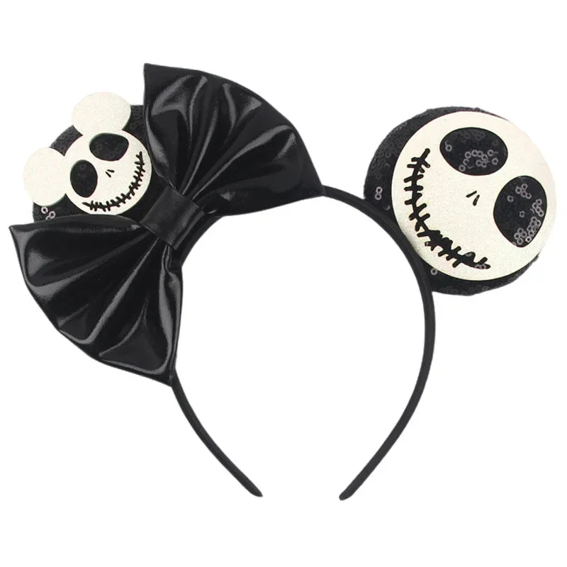 Disney Witch Bat Skeleton Ear Headband for Adults Kids Cosplay Halloween Hairband Women Girls Ghost Bows Party Hair Accessories