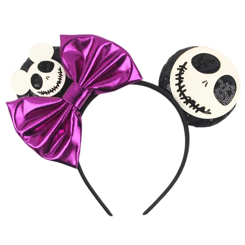 Disney Witch Bat Skeleton Ear Headband for Adults Kids Cosplay Halloween Hairband Women Girls Ghost Bows Party Hair Accessories