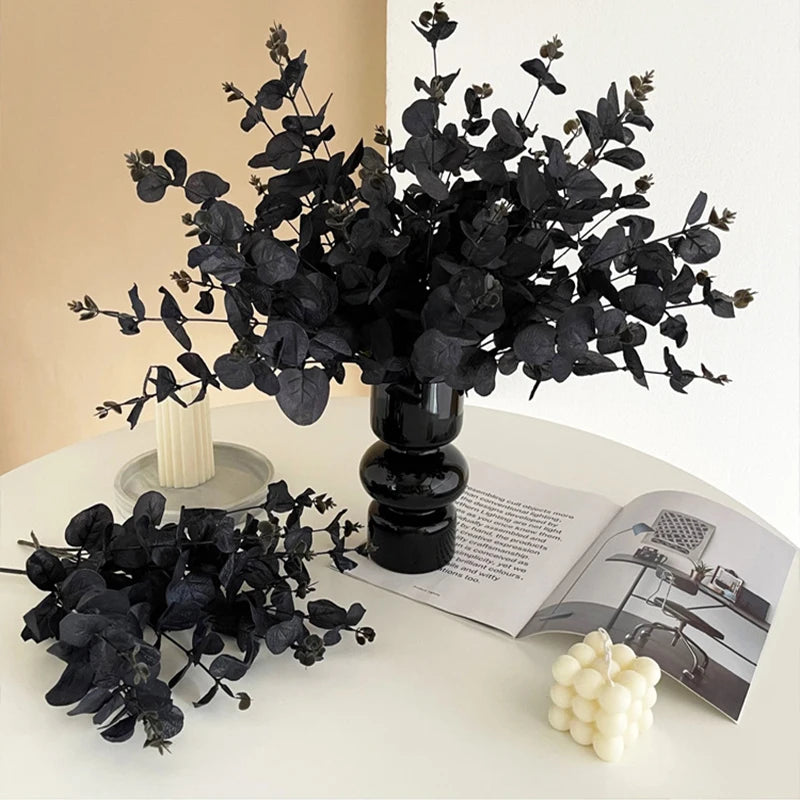 1/4PCS Black Uacale Artificial Plants DIY Christmas Halloween Bouquet Decoration Home Garden Party Wedding Decoration