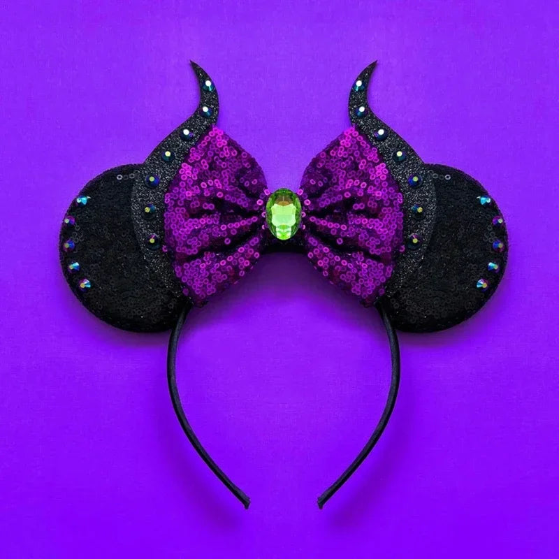 Disney Witch Bat Skeleton Ear Headband for Adults Kids Cosplay Halloween Hairband Women Girls Ghost Bows Party Hair Accessories