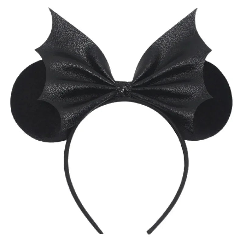 Disney Witch Bat Skeleton Ear Headband for Adults Kids Cosplay Halloween Hairband Women Girls Ghost Bows Party Hair Accessories