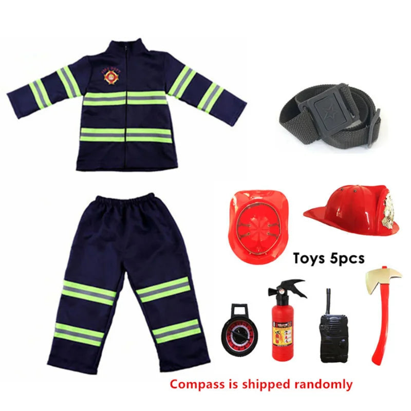 Halloween Firefighter Cosplay Costume for Kids Adults Boys Girls Carnival Party S-Sam Fireman Uniform Toys Outfits Work Clothing