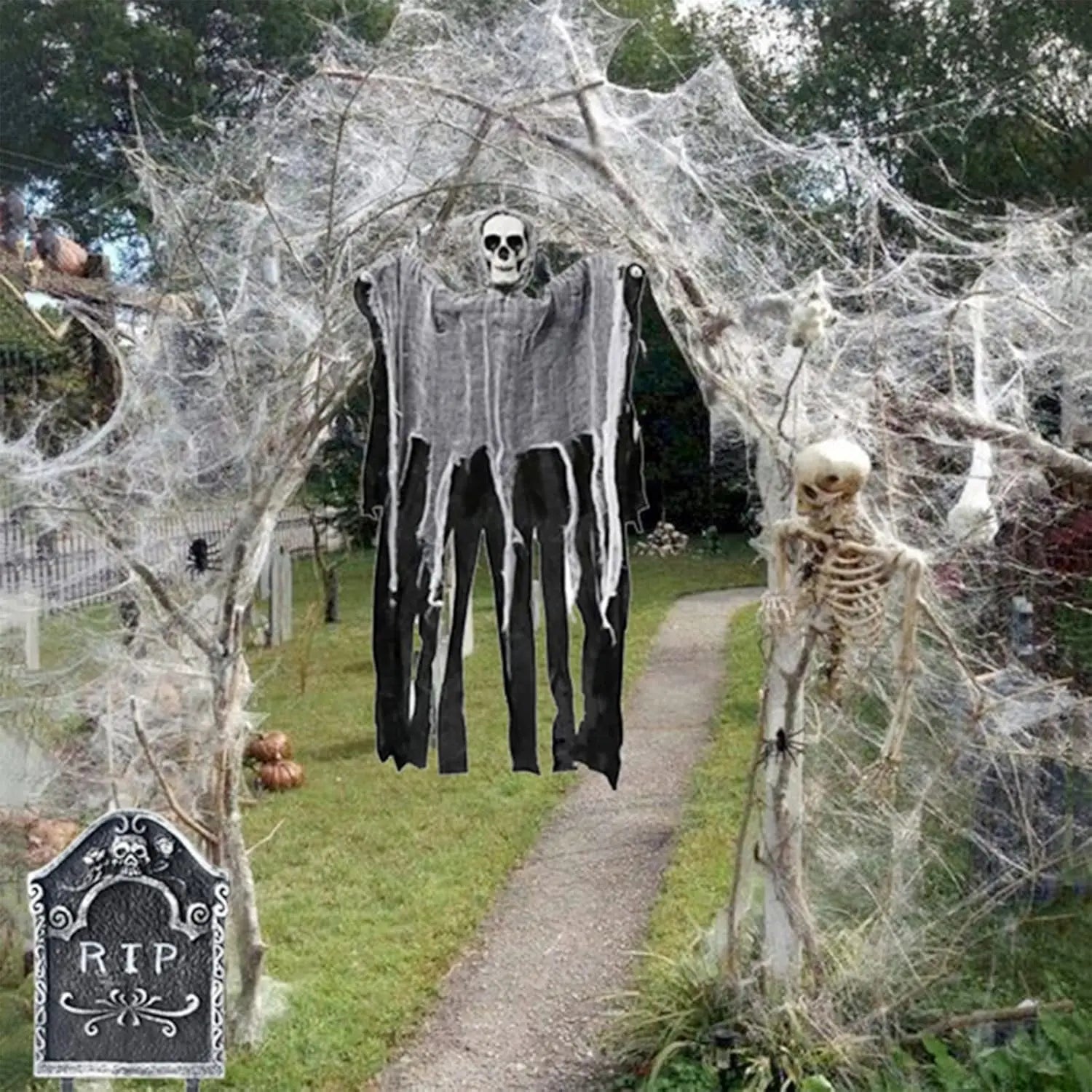200 Sqft Spider Webs Halloween Decorations with Fake Spiders, Super Stretch Cobwebs for Halloween Indoor and Outdoor Party