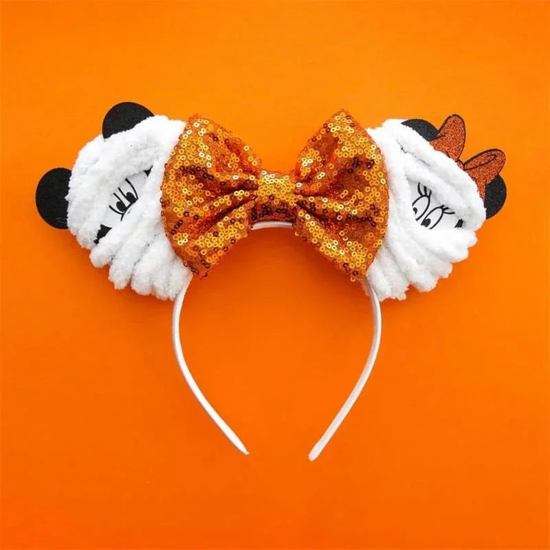 Disney Witch Bat Skeleton Ear Headband for Adults Kids Cosplay Halloween Hairband Women Girls Ghost Bows Party Hair Accessories