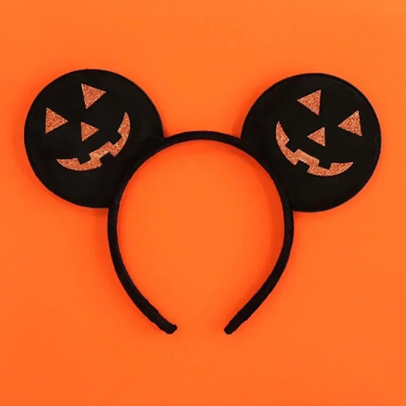 Disney Witch Bat Skeleton Ear Headband for Adults Kids Cosplay Halloween Hairband Women Girls Ghost Bows Party Hair Accessories